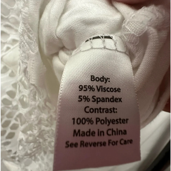 Coral Bay Lagenlook Top White Fishnet 3/4 Sleeve Tee Size XL - Picture 4 of 5